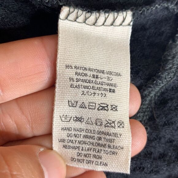 Free People Black Drippy Thermal Sunset Park Top Size Small - Picture 9 of 12